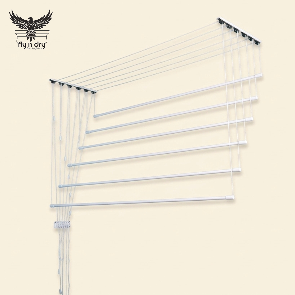 Premium Aluminium Wheel Track Ceiling Dryer – 6 Lines with 19mm Powder-Coated Aluminium Tubes