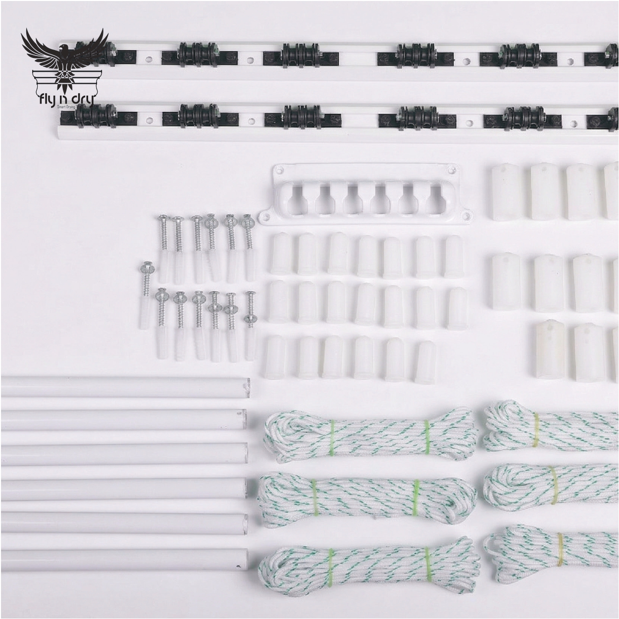 Premium Aluminium Wheel Track Ceiling Dryer – 6 Lines with 19mm Powder-Coated Aluminium Tubes