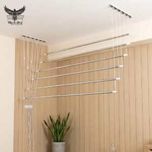 Aluminium Wheel Track Ceiling Cloth Dryer – 6 Lines | 19mm (3/4 Inch) Steel Tubes