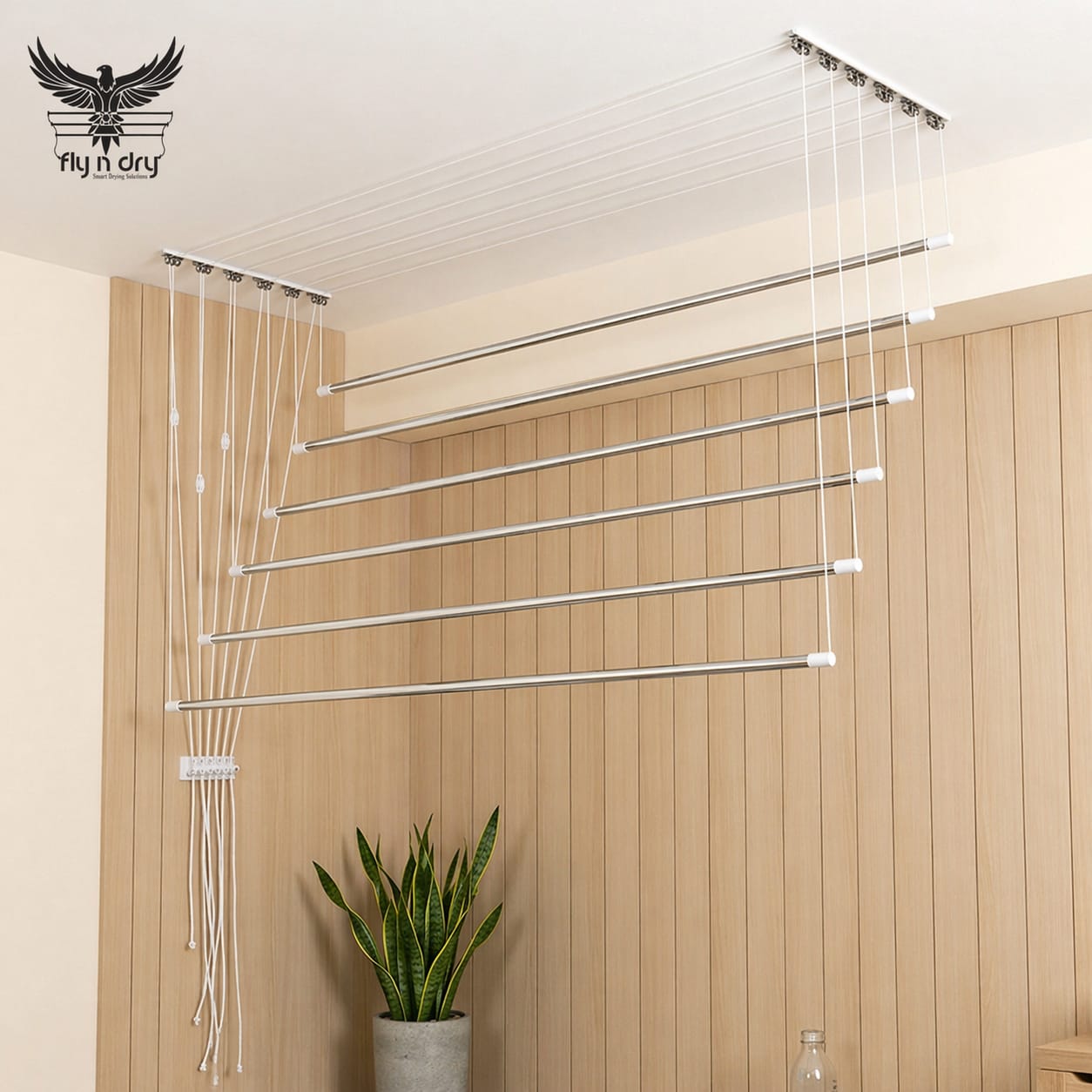 Aluminium Wheel Track Ceiling Cloth Dryer – 6 Lines | 19mm (3/4 Inch) Steel Tubes