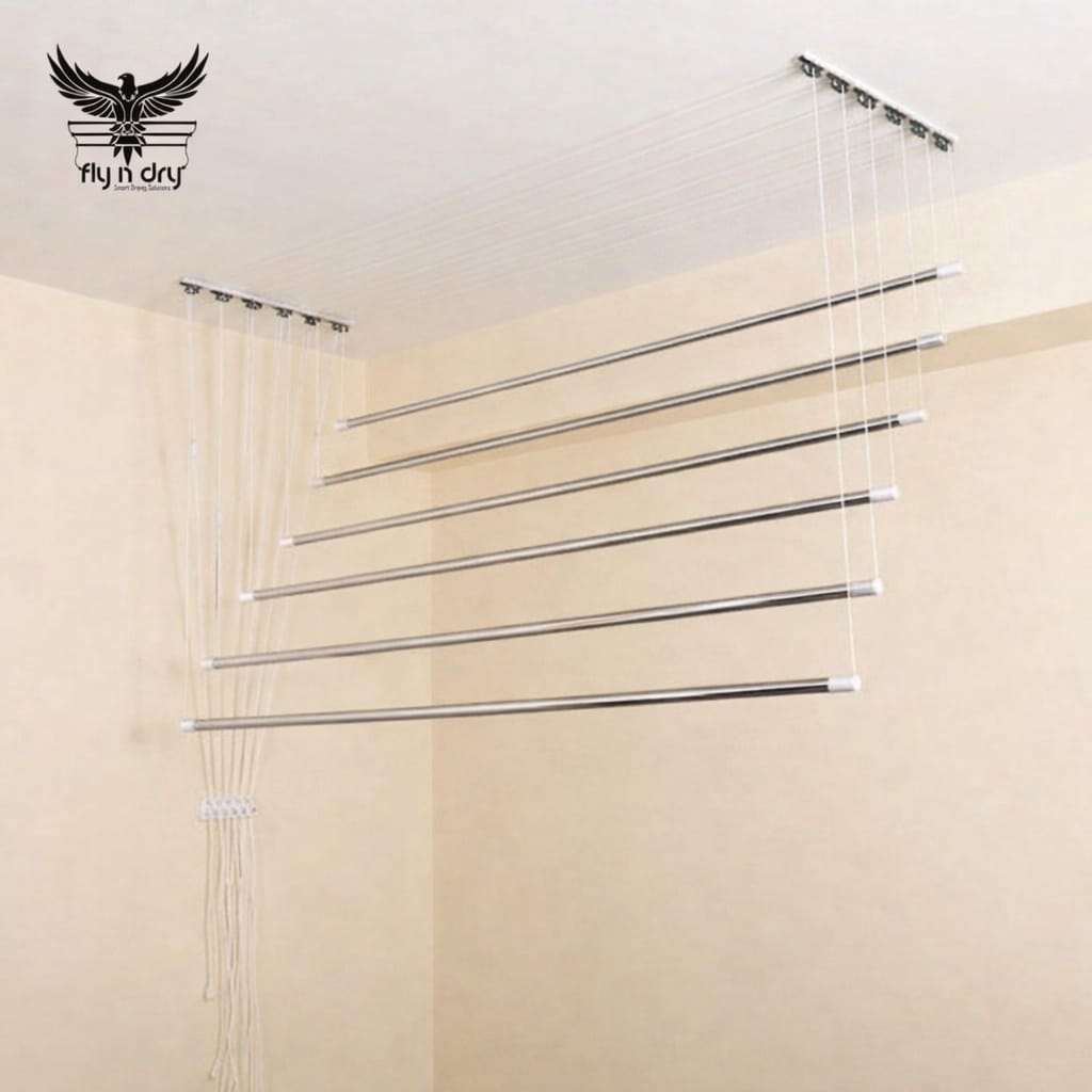 Aluminium Wheel Track Ceiling Cloth Dryer – 6 Lines | 19mm (3/4 Inch) Steel Tubes