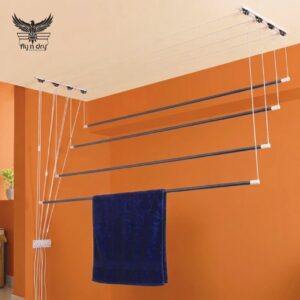 Aluminium Wheel Track Ceiling Cloth Dryer – 4 Lines | 19mm (3/4 Inch) Steel Tubes