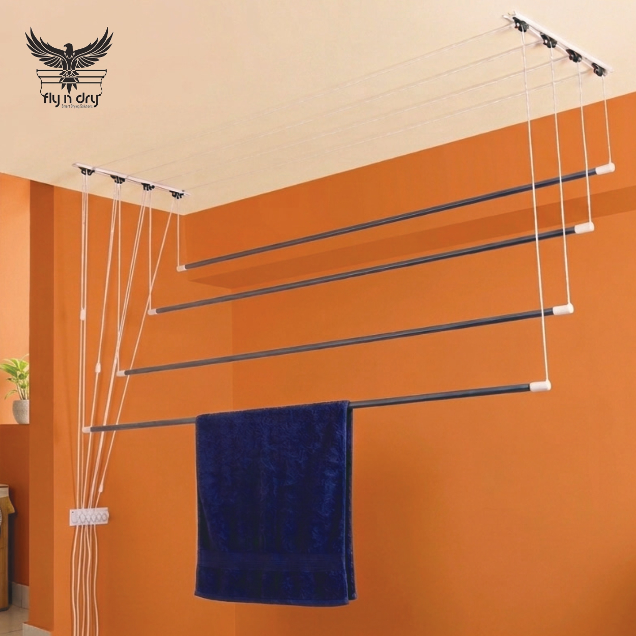 Aluminium Wheel Track Ceiling Cloth Dryer – 4 Lines | 19mm (3/4 Inch) Steel Tubes