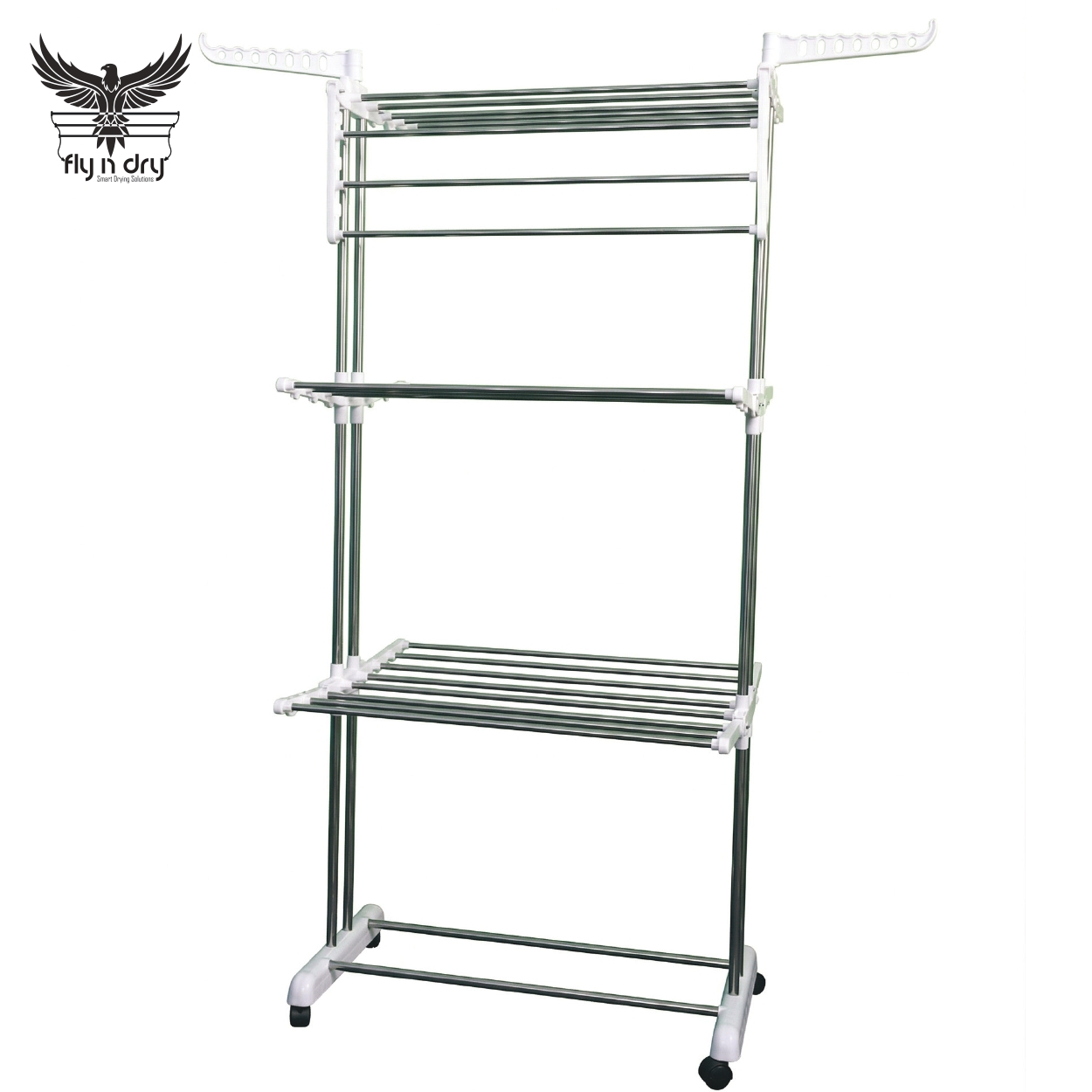 3 Layer Foldable Cloth Drying Stand with Stainless Steel Tubes – Lightweight Indoor & Outdoor Laundry Rack